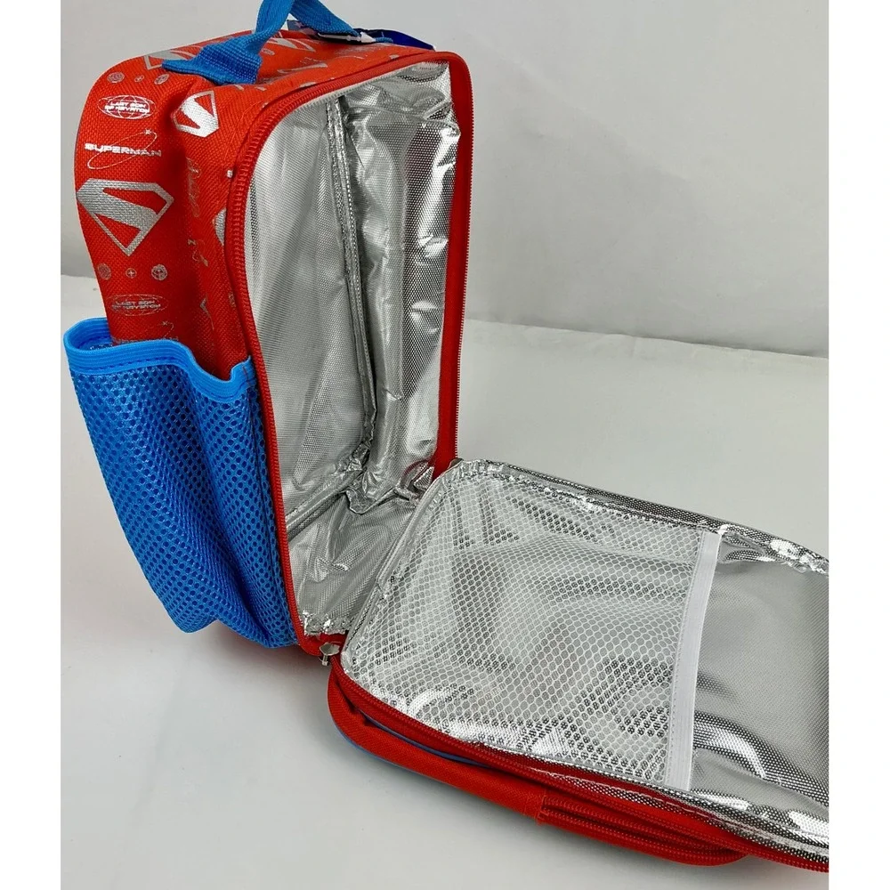 DC Superman Lunch Box Dual Compartment Insulated Kids School‎ Red Blue